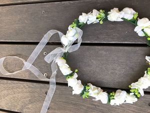 Lady flower Fairy wedding Creamy White flower Party Hair Headband Crown Garland