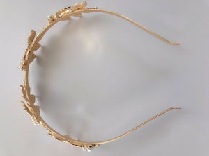 Women Girl Light Gold Color boho Leaf Pearl Party Hair head band Headband hoop