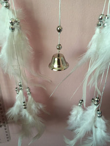 Women Lady White Double Heart Feather DREAM CATCHER Door Car Room Hanger Decor