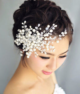 Women Party Prom dance headpiece Bride wedding Pearl Comb hair Head accessory