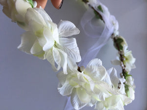 Lady flower Fairy wedding White bride Party Hair Headband Crown Prop Garland