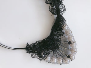 Women Girl Black Fancy Lace Pearl Cat Ears Party Hair Head Headband band hoop