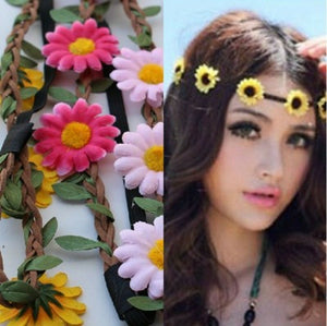 Women Flower Fairy Bohemian BOHO Braid Wedding Beach Tiara Crown hair headband