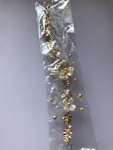 Women wedding Beige Daisy Flower Girl gold leaf Hair Band Headband hairpiece