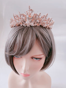 Women Rhinestone Crystal Queen Prom Party Hair Headband Rose Gold Crown Tiara