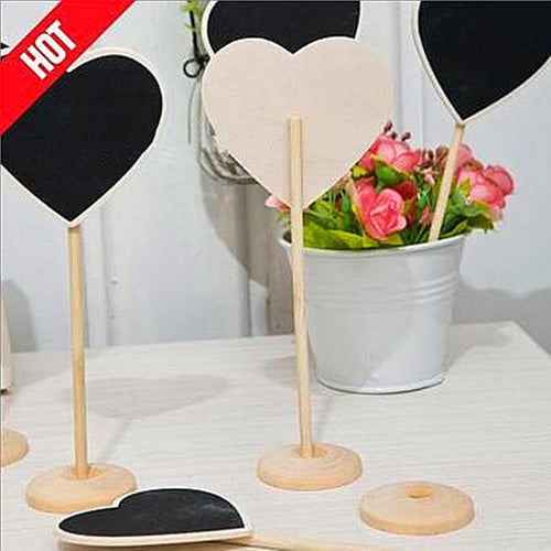 3x Wedding love Party mini Wooden Heart blackboard Chalkboard Stand Placecard