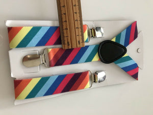 Kid Children Boy Costume Party Rainbow Colorful Multicoloured Brace Suspender