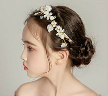 Boho White flower Girl Lady Golden leaf Party Hair Head band Headband Fascinator