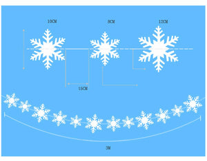 3M Christmas White Snow flakes Party Window Door Hanging Decorations Garlands