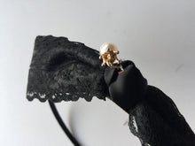 Women lady Girl Children Elegant School Black Lace Bow Pearl Hair Head band Hoop