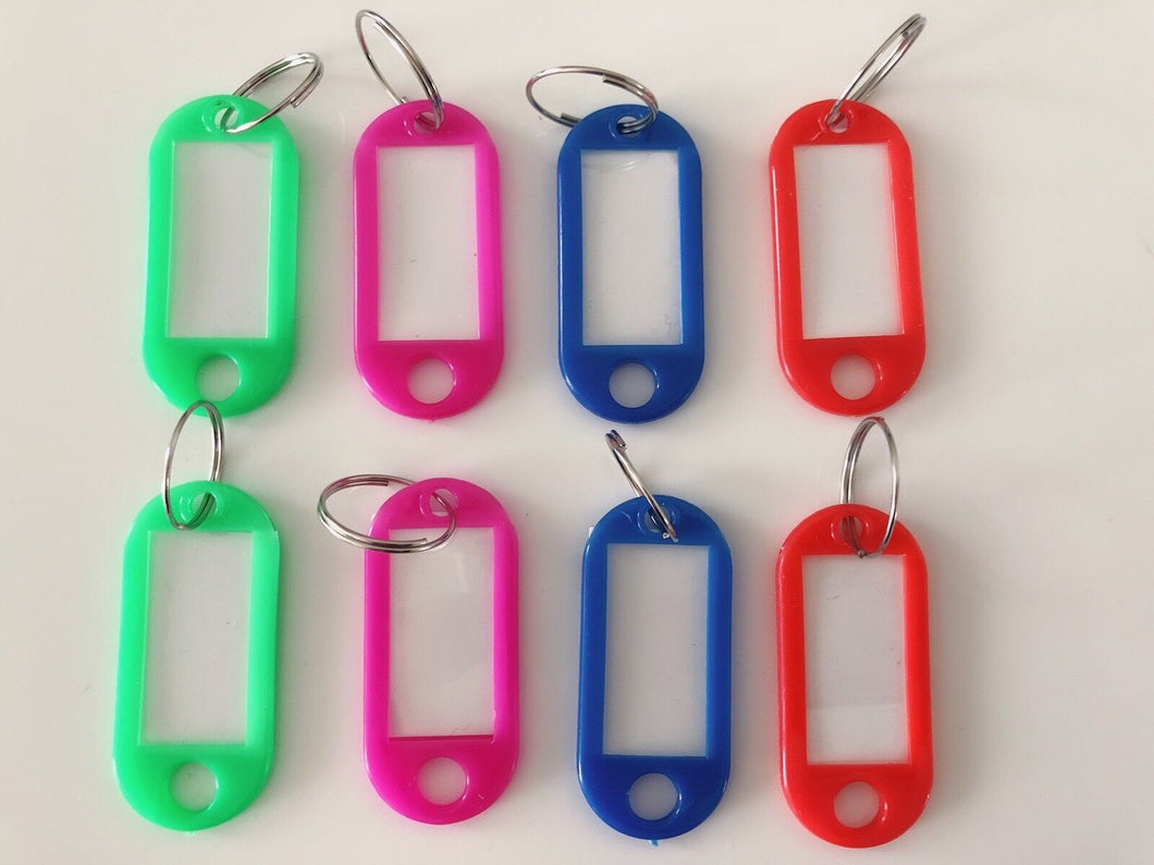 8x Plastic Travel Luggage School bag Name ID Badge Tag Small Label Key Rings AU