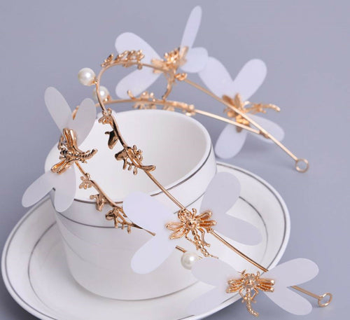 Women Lady Fairy white butterfly wedding Bride Party Hair piece Headband Garland