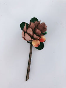 Women Lady Girl Woodland Rustic Pine nut Fairy leaf hair accessory Pin Clip