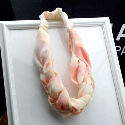 Women Lady Chiffon Retro BOHO Twist Braided Pink Party Hair Head Band Headband Orange Pink