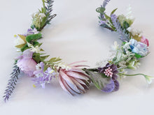 Women Wedding Retro Purple Blue Halo flower Hair Headband Crown Garland Wreath