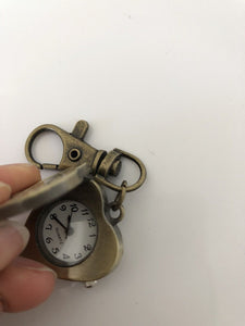 Girl Lady Bronze color Love Heart Key Ring Keyrings Holder Pocket Watch Gift