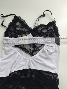 Women Lady Sexy Lace Black White Foreplay Leotard Nighties Camisole Underwear