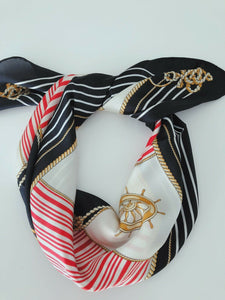 Women Anchor Sailor Chain Marine Silky Look Scarf Hair Wrap headband Bandana