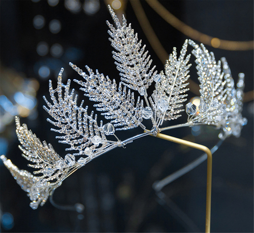 Women Crystal Silver Leaf Bride Party Hair Headband head Band Fascinator Tiara