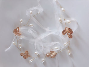 Women Flower Girl Pearl Leaf slim simple wire Hair Head band Hairpiece Tiara