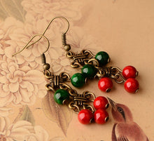 Women Retro Boho Beads Green Red Long Tassel Chain party Earrings Ear Hook Drop