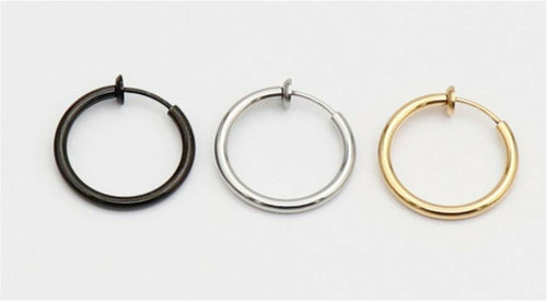 1X MEN Women Titanium Stainless Gothic Huggie Hoops Fake Clip on Earring No Hole