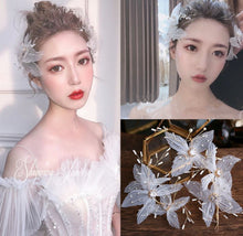 Women White Flowers Butterfly Fairy Fancy Bride Function Hair Clip Accessory