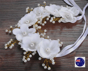 Lady flower wedding Creamy White bride Prom Party Hair Headband hairpiece Prop