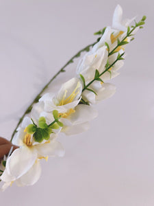 Women wedding Creamy White Lily Flower bride Party Hair Headband Crown Garland