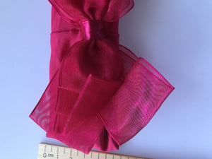 Baby Girl Birthday Party Hot Pink Lace Bow Ribbon Elastic Stretch hair headband