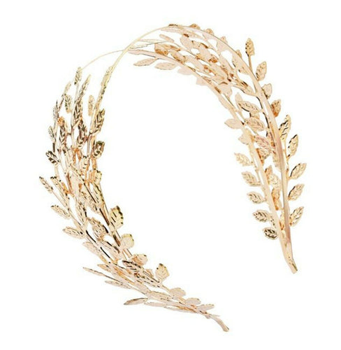 Women Girl Gold Leaf Bride Prom Party Hair Headband band Crown Tiara Hairpiece