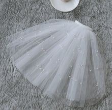 Women Flower Girl white Bride Party Wedding lace Hair head Pearl Short Veil Bow