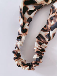 Women Satin Leopard Yoga Party Cross Elastic Hair head band Headband Bandana