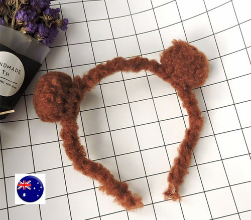 Women Girls Kids Fluffy Bear Ear brown Costume party hair head band Headband