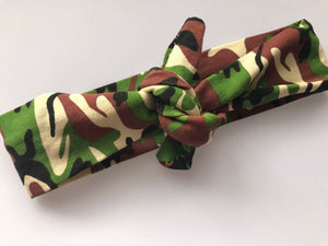 Girls Kids Baby Green Army Camo camouflage bowknot Headband Hair Band bandana