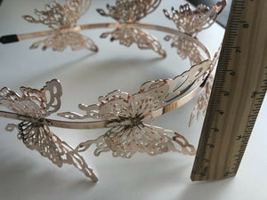 Women Gold Color Butterfly Fairy bride Party Hair Headband Crown Prop Garland