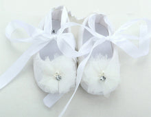Baby Shower Girls Kid Christening Ballet White crystal Lace Gem Shoes First