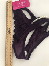 Purple Women Sexy Foreplay Open Crotch Pearl G-string Panties Thong Lingerie