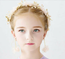 Flower Girl Pink Breath baby Wedding Hair Headband Head Crown garland earrings
