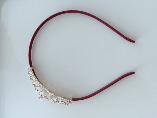 Girls Kids Lady Children Baby Princess Party Crystal Crown Tiara Hair Head Band DARK RED