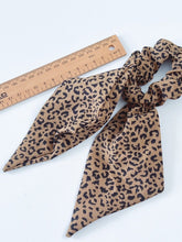 Women Girls Leopard Ribbon Bow Elastic Hair Up Tie Ponytail Scarf Scrunchies