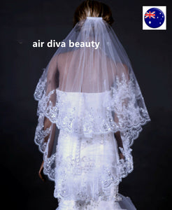Women Lady Bride Bridal Wedding layers Veil WITH COMB head hair Accessory PROP
