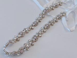 Women Crystal Rhinestone Prom Wedding Waist Dress Satin Sash Belt Waistband