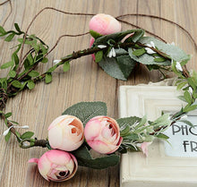 Women flower Girl Pink Flower Bud bride Party Hair Headband Crown Tiara Garland