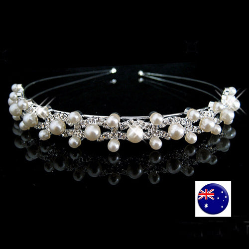 Women Girls Wedding Crystal Pearl Hair Band Headband Hoop Tiara Crown headpiece