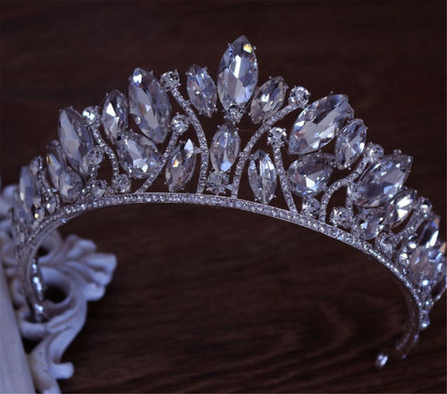 Women Bride Ice Queen Wedding White Crystal Silver Color Headband Tiara Crown