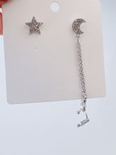 NEW Women Girls Crystal Celestial Stars Moon Studs Party Earring with side Cuff