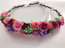 Women Pink flower Girl child Bride Party Hair Floral Headband Prop Garland lace