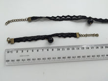 Women Lady retro Black Cotton Lace Pearl Harajuku Short Choker Necklace+bracelet