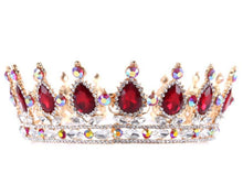 Women Red Rhinestone Crystal Bride Queen PROM Hair Headband Crown Tiara